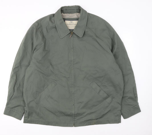 Marks and Spencer Mens Green L Classic Harrington Jacket Lined Cotton Blend