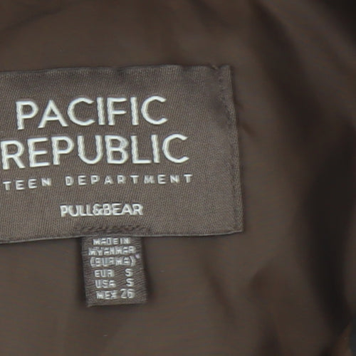Pull&Bear Teens Brown Cropped Puffer Jacket Size 8