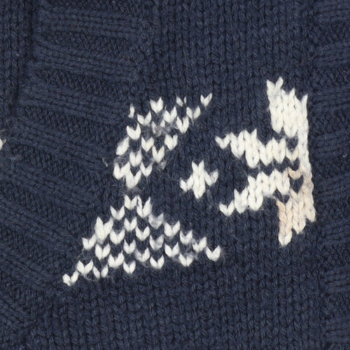 Brave Soul Men's Blue Fair Isle Full Zip Knit Jumper L