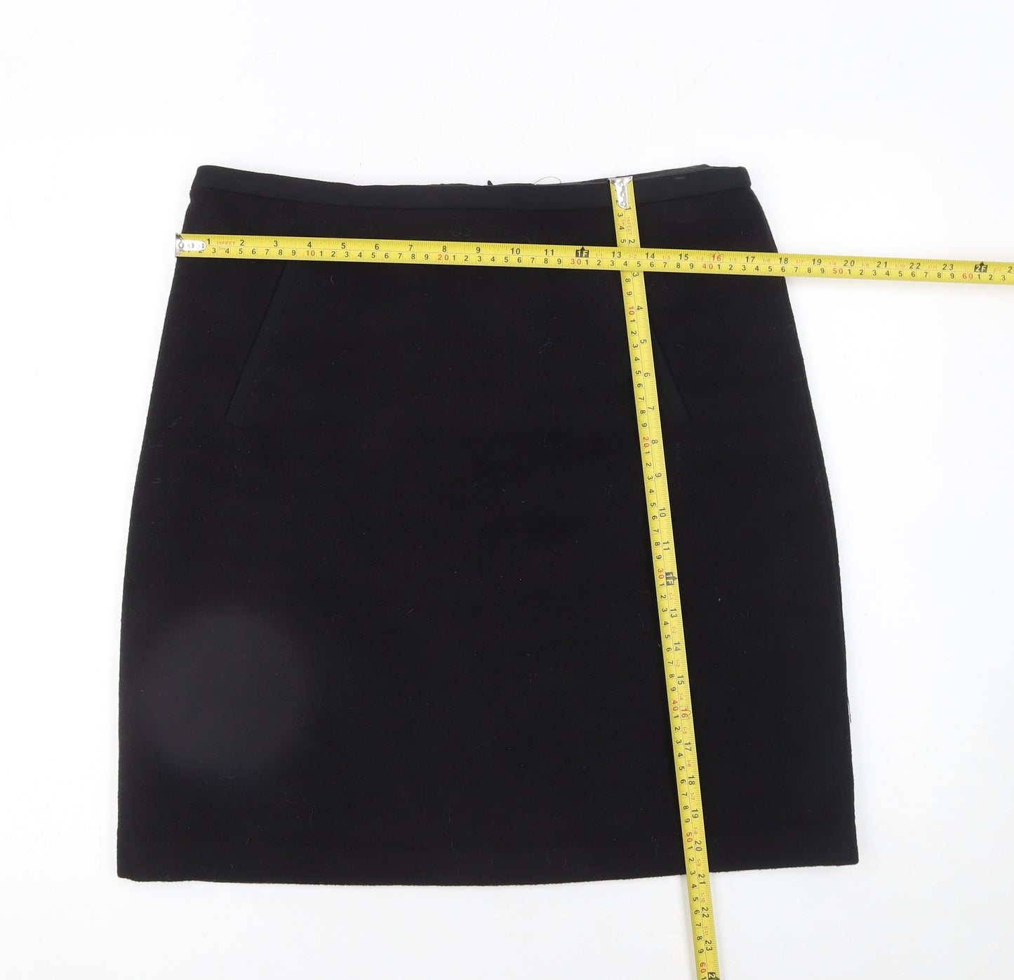 Marks and Spencer Women's Black Wool Blend Pencil Skirt Size 14
