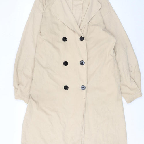 Vila Womens Beige Trench Coat Size 8 Long Double Breasted
