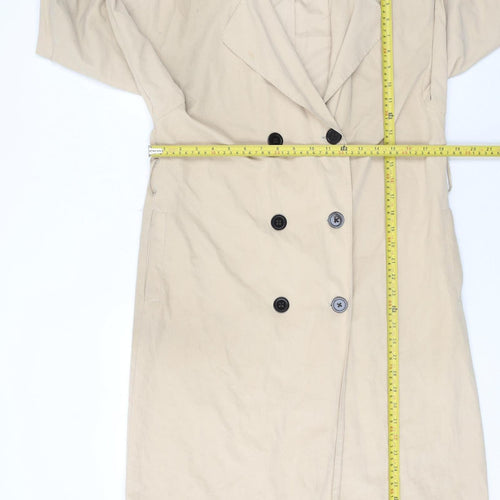 Vila Womens Beige Trench Coat Size 8 Long Double Breasted