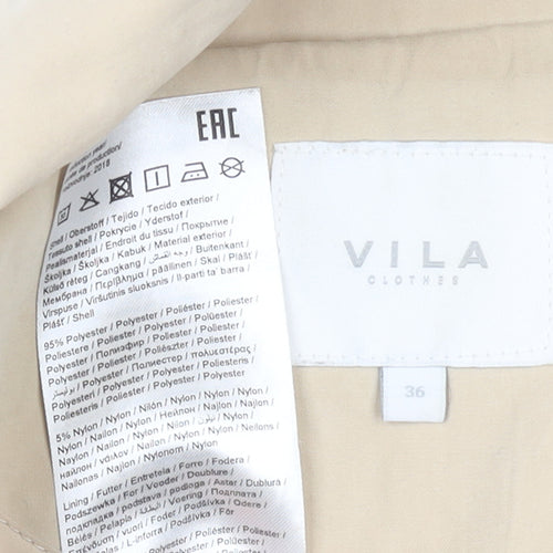 Vila Womens Beige Trench Coat Size 8 Long Double Breasted