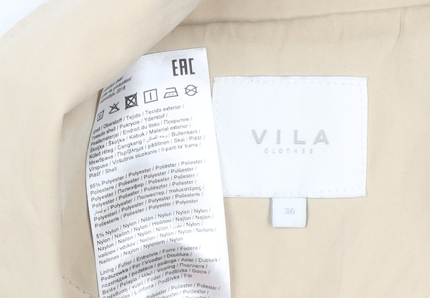 Vila Womens Beige Trench Coat Size 8 Long Double Breasted