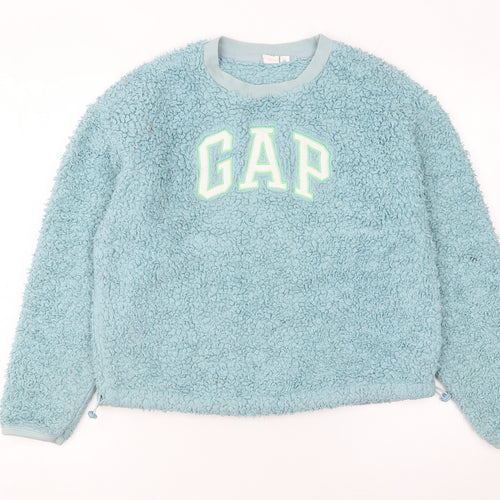 GAP Women Blue Pullover Teddy Fleece Sweatshirt XXS