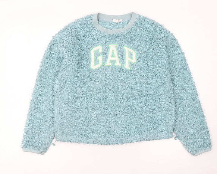 GAP Women Blue Pullover Teddy Fleece Sweatshirt XXS