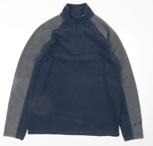 Mountain Warehouse Men’s Blue M Mock Neck 1/2 Zip Fleece Pullover Sweatshirt