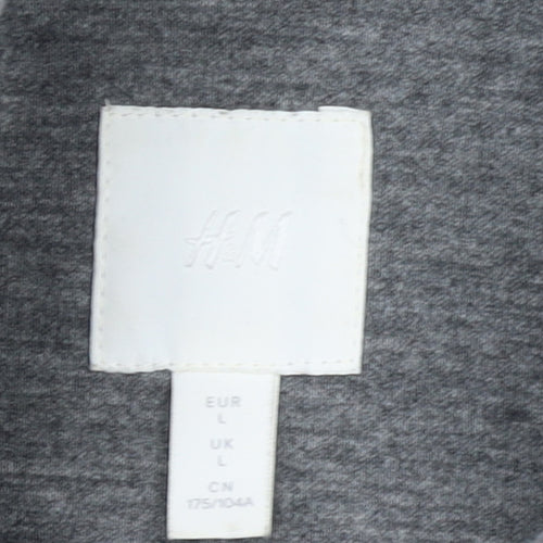 H&M Women Grey L Relaxed Shacket Jacket Button Down Fleece Mid Length