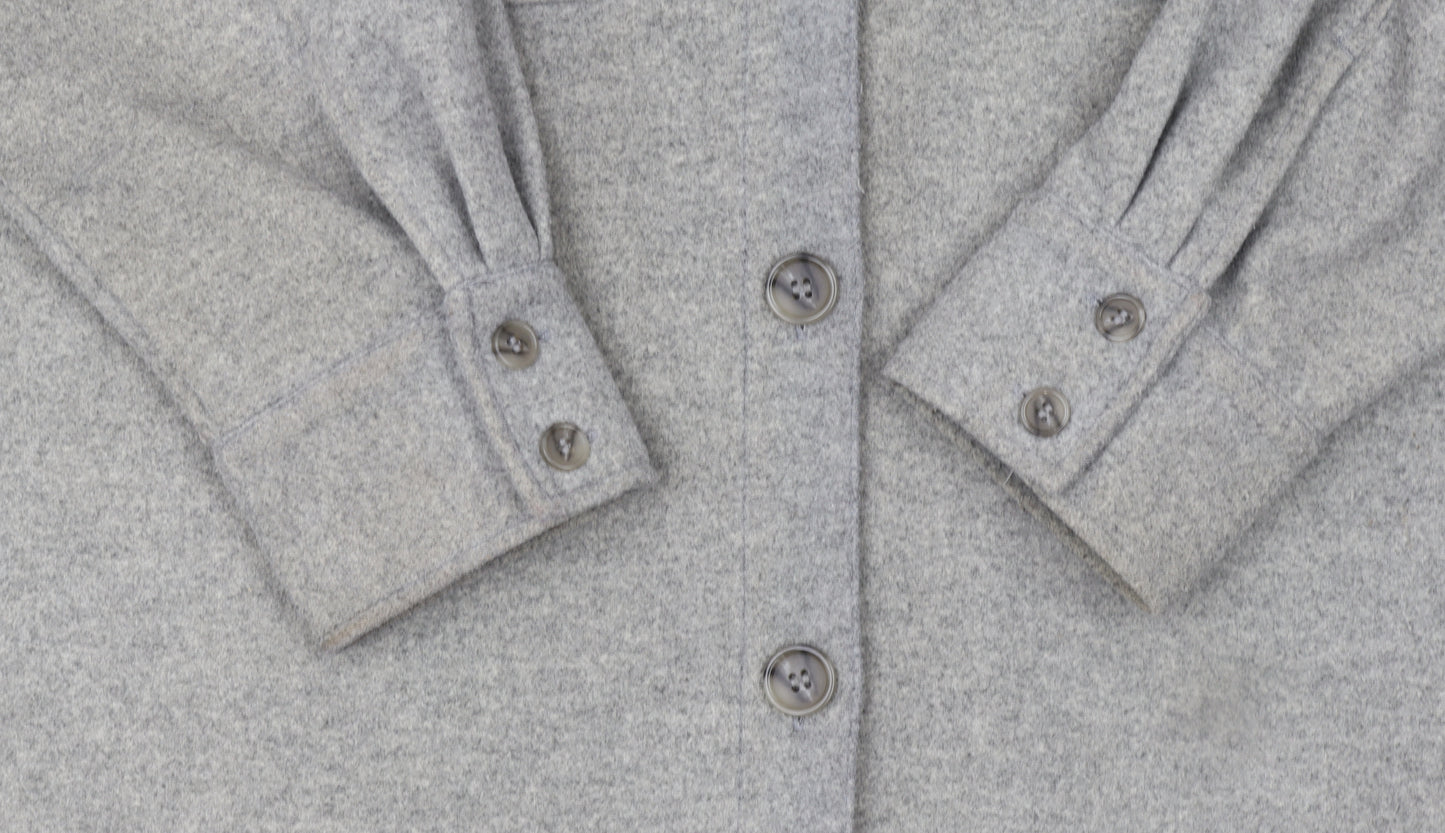 H&M Women Grey L Relaxed Shacket Jacket Button Down Fleece Mid Length