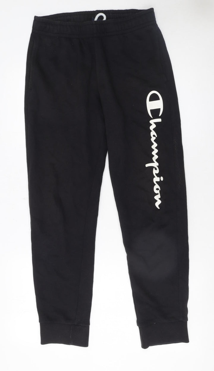 Champion Men’s Black Jogger Sweatpants Size S Elastic Waist Logo