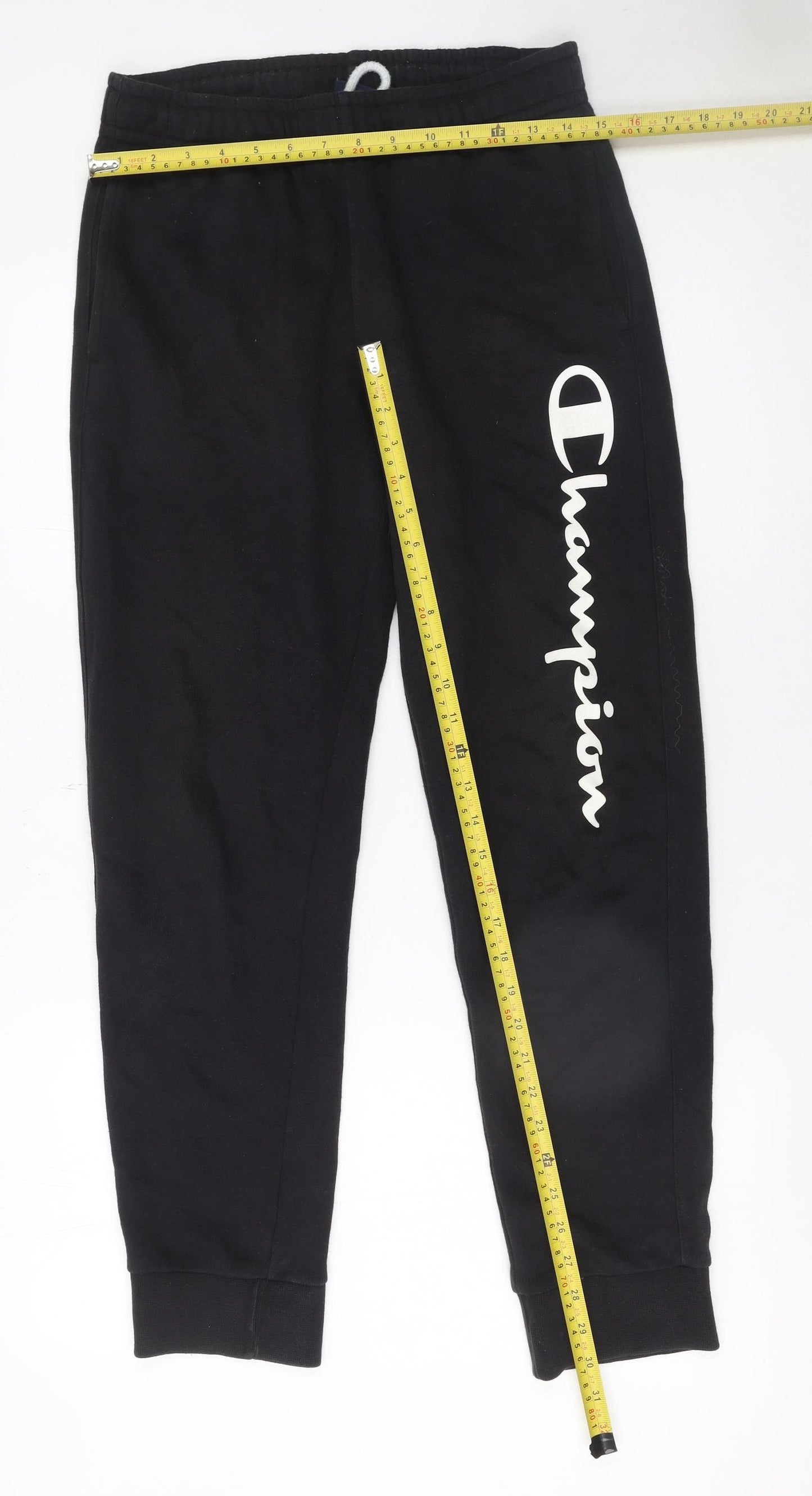 Champion Men’s Black Jogger Sweatpants Size S Elastic Waist Logo