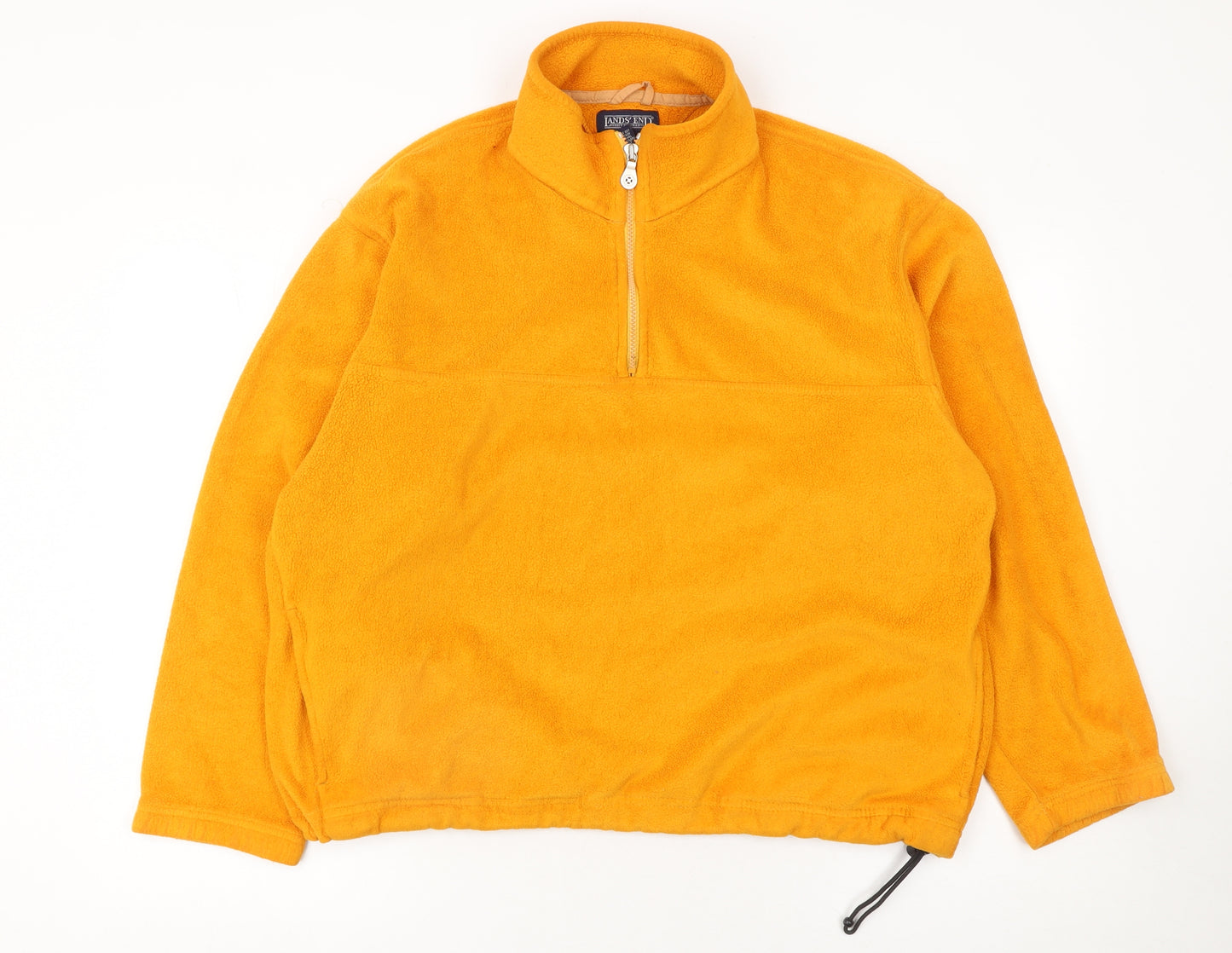 Lands' End Men's Yellow Fleece 1/4 Zip Pullover Sweatshirt L