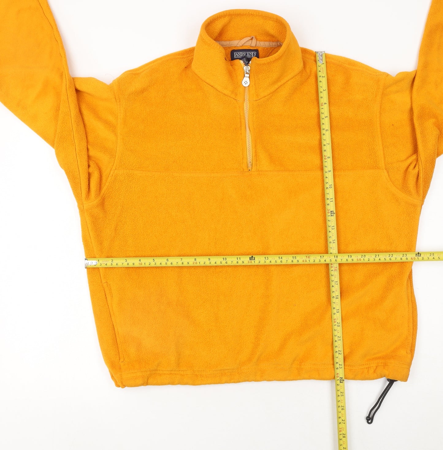 Lands' End Men's Yellow Fleece 1/4 Zip Pullover Sweatshirt L