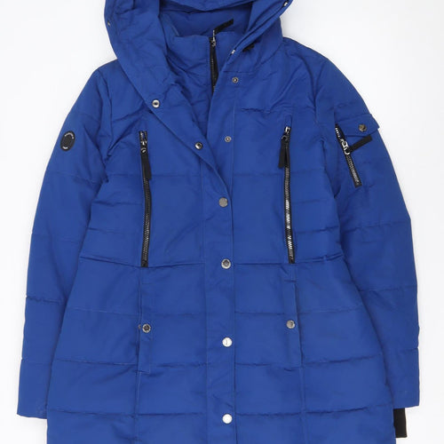 Nautica Women's Blue Water Resistant Hooded Puffer Coat Size 16