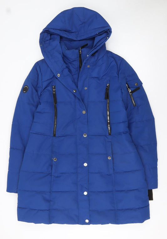 Nautica Women's Blue Water Resistant Hooded Puffer Coat Size 16