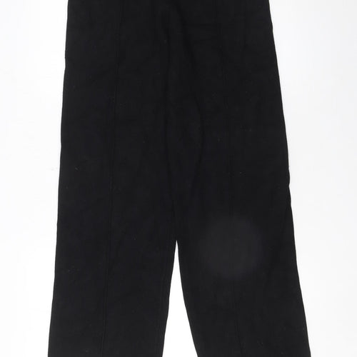 Zara Women Black Cropped Trousers L Viscose Blend Straight Leg
