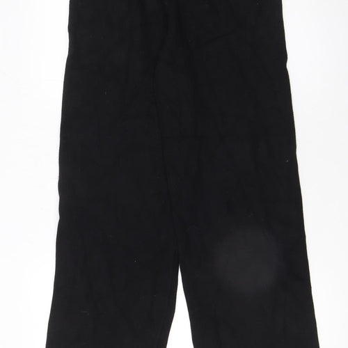 Zara Women Black Cropped Trousers L Viscose Blend Straight Leg