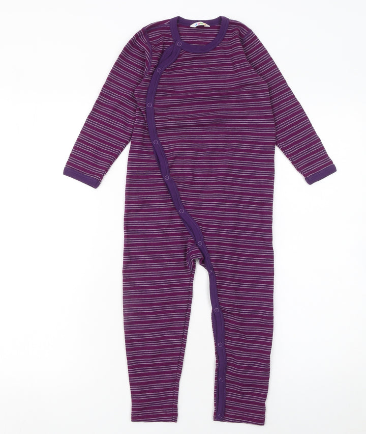 Joha Unisex Baby Purple Wool Striped Long Sleeve Babygrow 36 Months