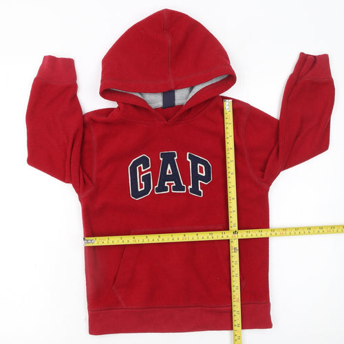 GAP Boys Red Fleece Pullover Hoodie 6-7 Years with Logo Front