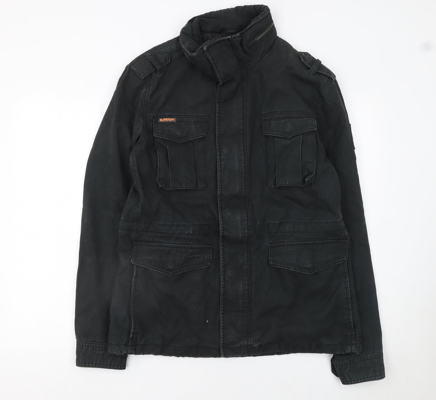 Superdry Mens Black Military Cotton Jacket L Regular Fit