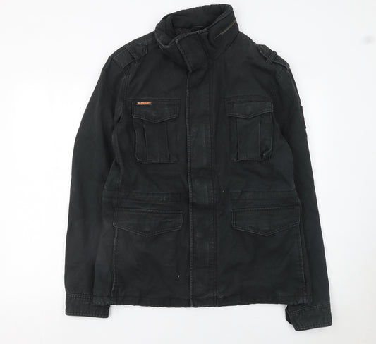 Superdry Mens Black Military Cotton Jacket L Regular Fit