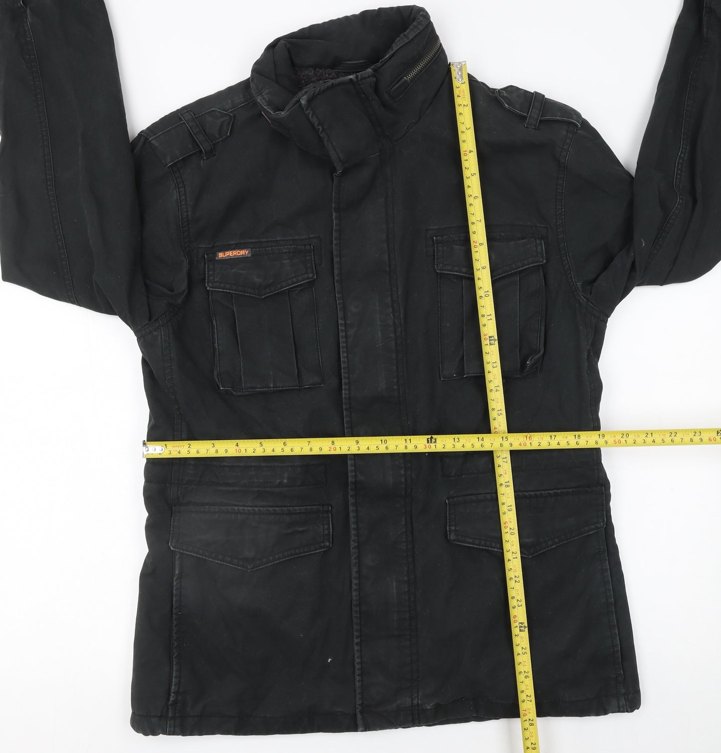 Superdry Mens Black Military Cotton Jacket L Regular Fit