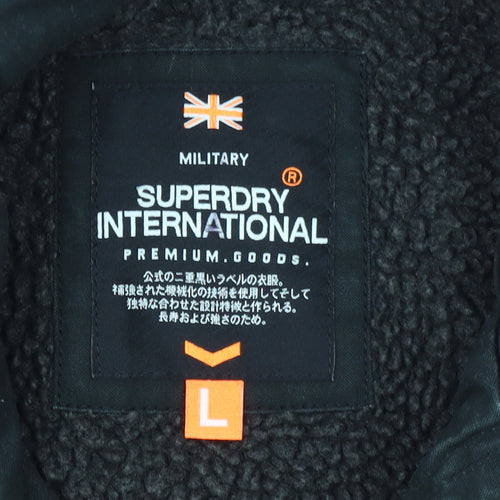 Superdry Mens Black Military Cotton Jacket L Regular Fit