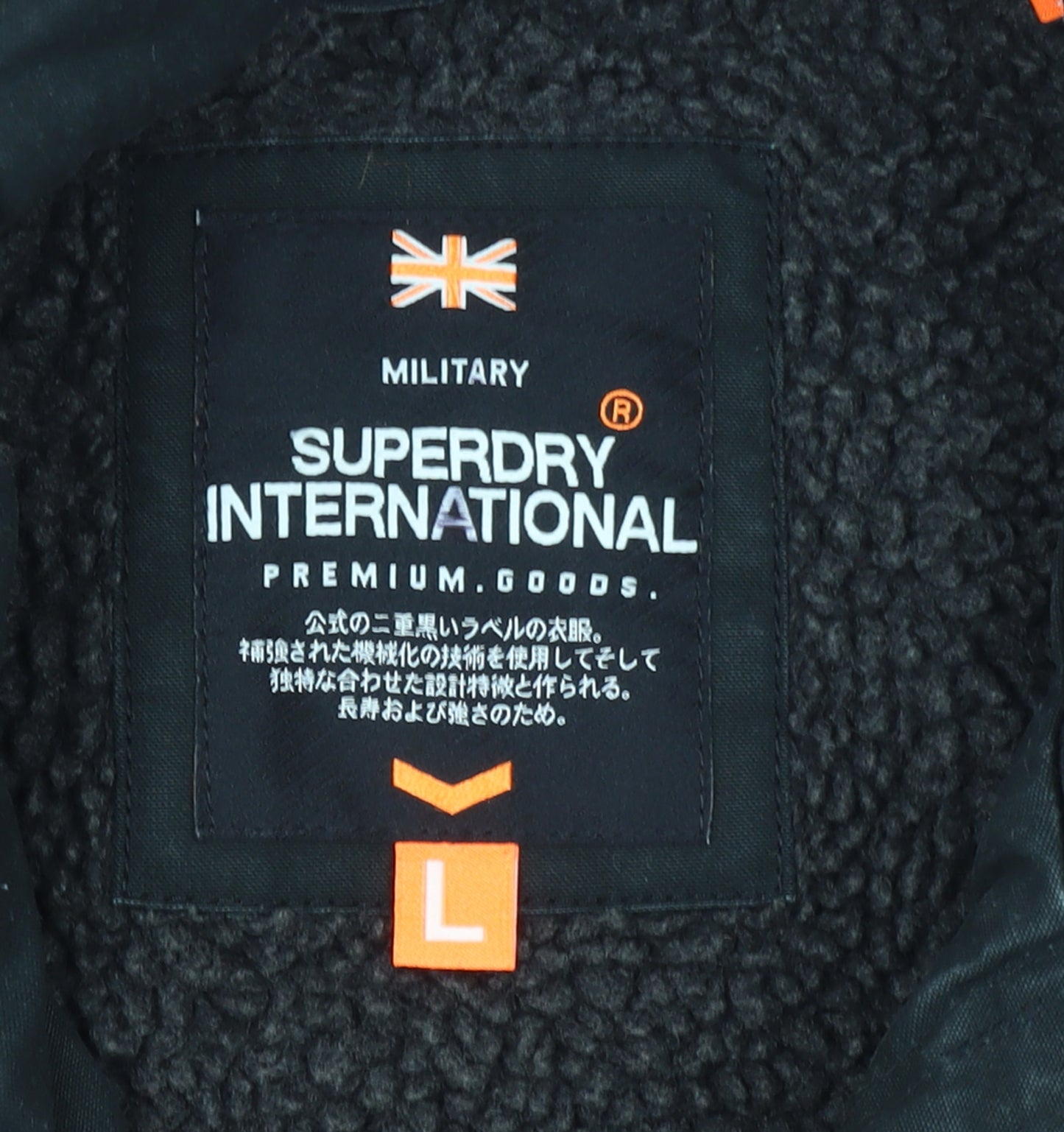 Superdry Mens Black Military Cotton Jacket L Regular Fit