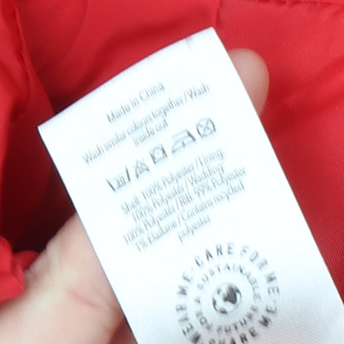George Girls Red Puffer Jacket 11-12 Years Hooded Winter Coat