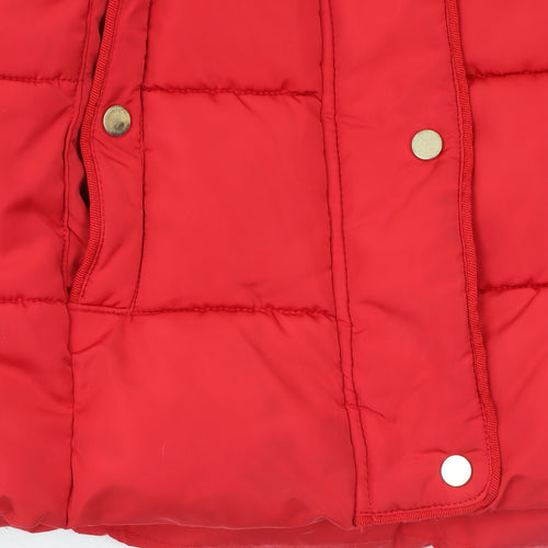 George Girls Red Puffer Jacket 11-12 Years Hooded Winter Coat