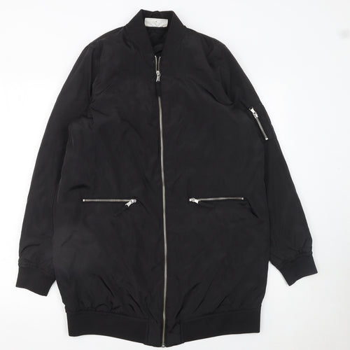 Noisy May Womens Black Bomber Jacket Long Zip Size M