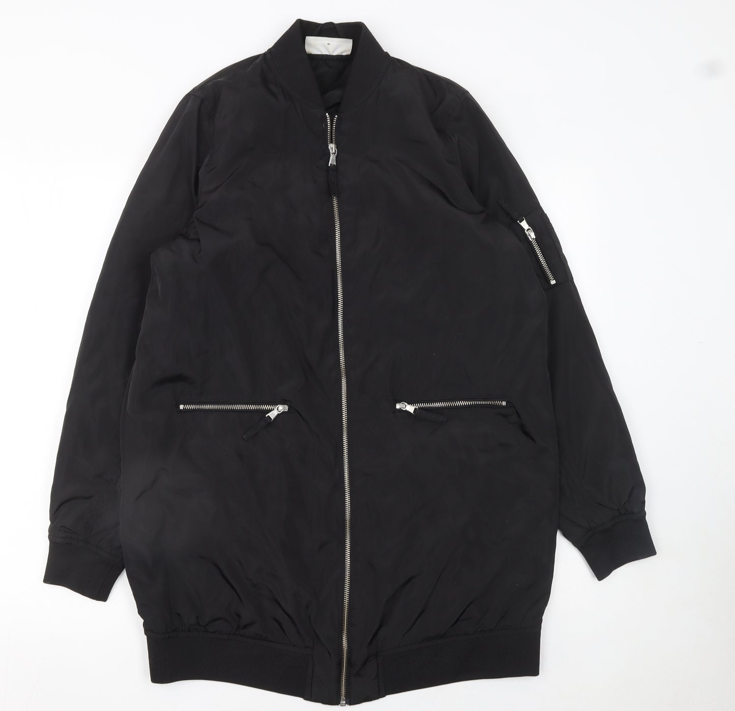 Noisy May Womens Black Bomber Jacket Long Zip Size M