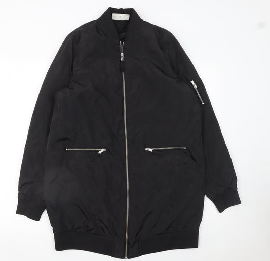 Noisy May Womens Black Bomber Jacket Long Zip Size M