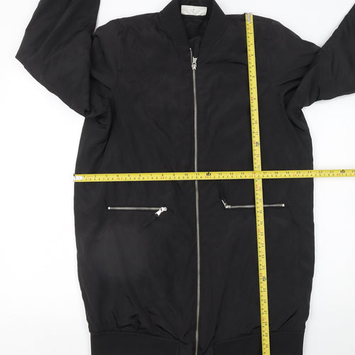 Noisy May Womens Black Bomber Jacket Long Zip Size M