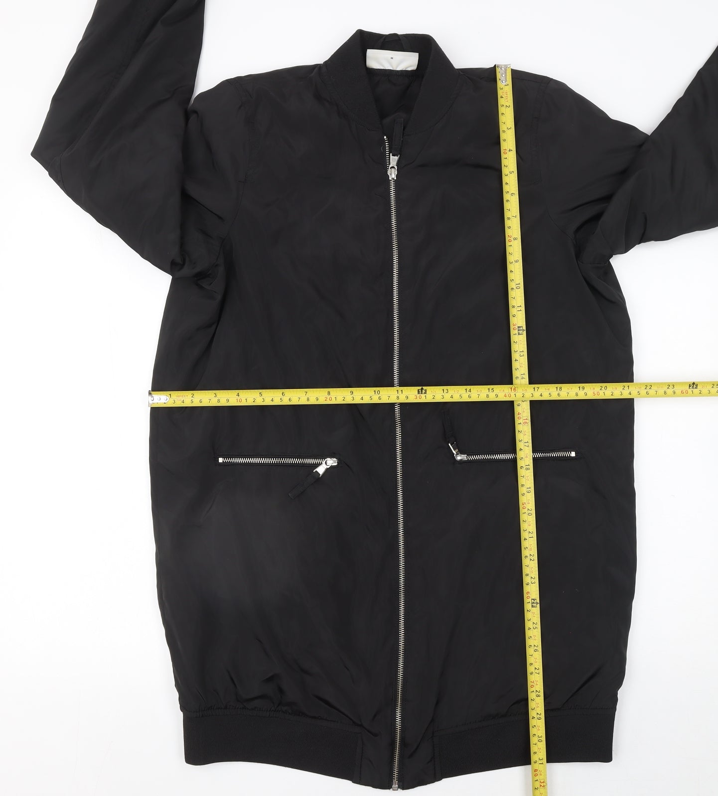 Noisy May Womens Black Bomber Jacket Long Zip Size M