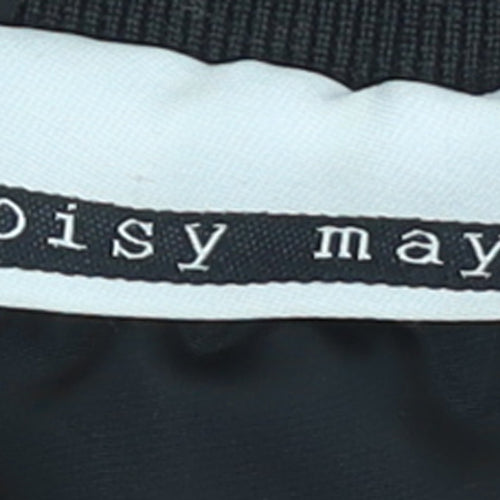 Noisy May Womens Black Bomber Jacket Long Zip Size M
