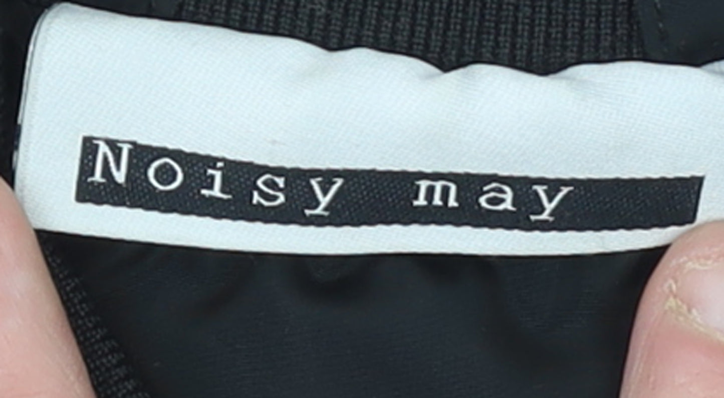 Noisy May Womens Black Bomber Jacket Long Zip Size M