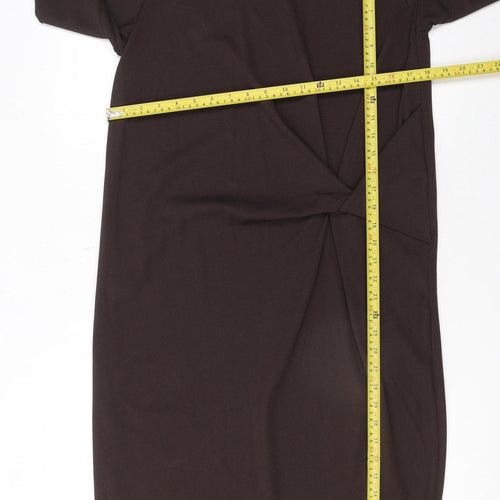 Zara Women Brown Size 12 Sheath Knee Length Long Sleeve Dress