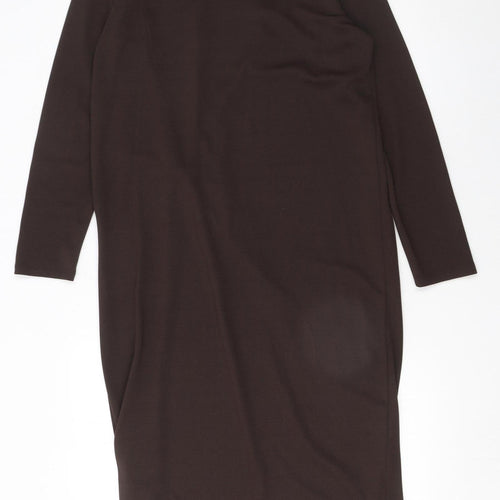 Zara Women Brown Size 12 Sheath Knee Length Long Sleeve Dress