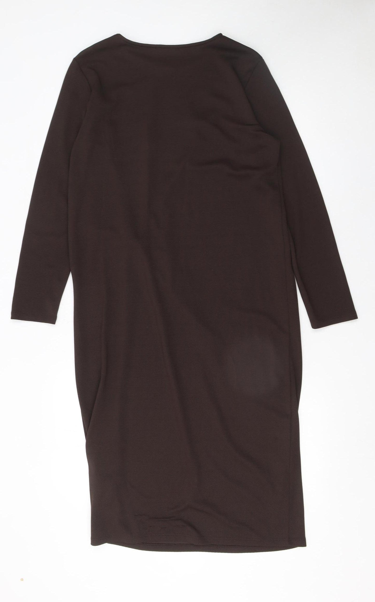 Zara Women Brown Size 12 Sheath Knee Length Long Sleeve Dress
