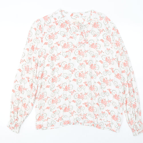Marks and Spencer Women’s White Floral Viscose Long Sleeve Tunic Blouse Size 18