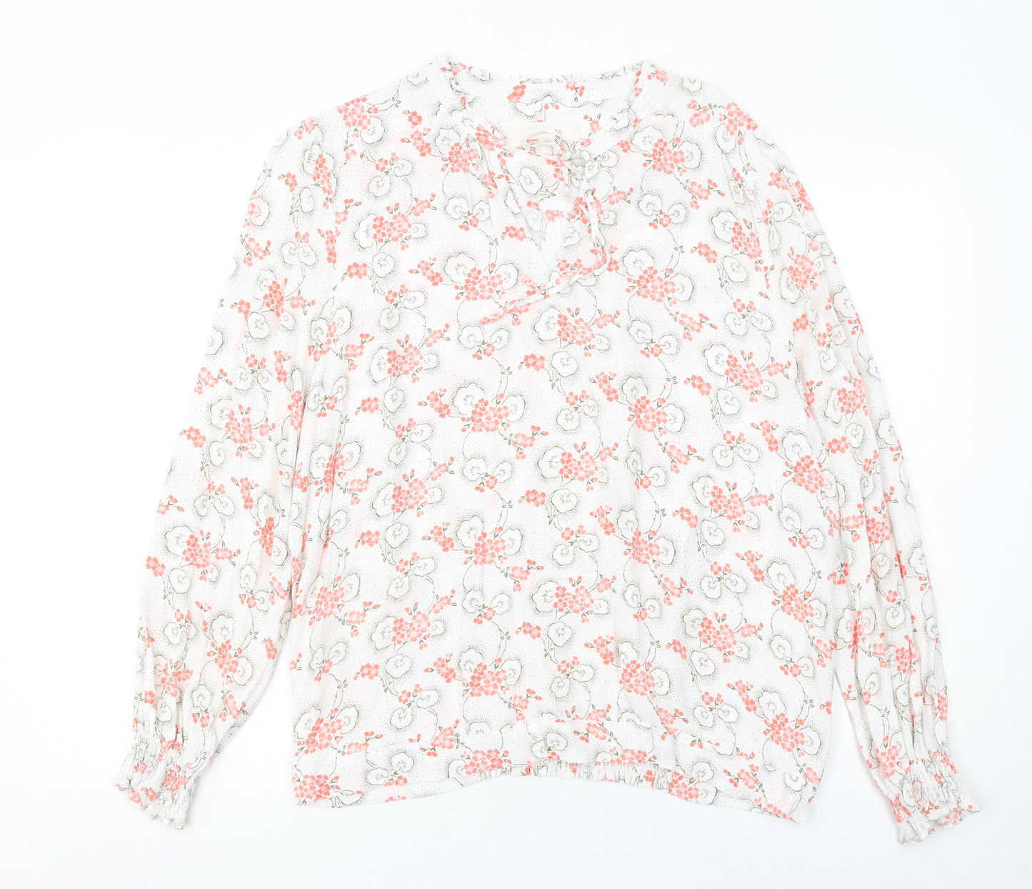 Marks and Spencer Women’s White Floral Viscose Long Sleeve Tunic Blouse Size 18