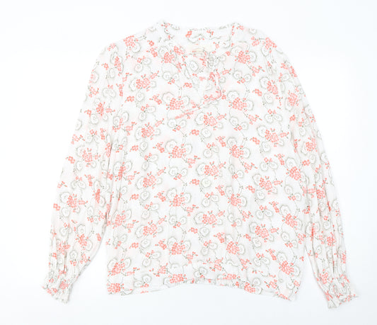 Marks and Spencer Women’s White Floral Viscose Long Sleeve Tunic Blouse Size 18