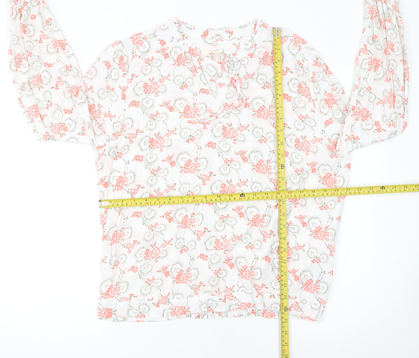 Marks and Spencer Women’s White Floral Viscose Long Sleeve Tunic Blouse Size 18