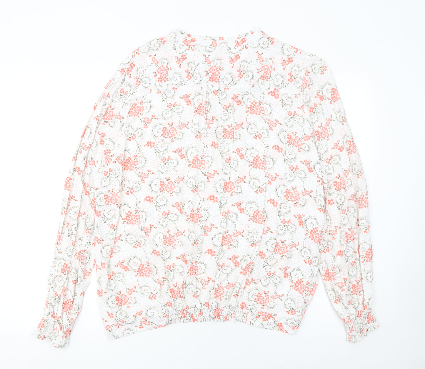 Marks and Spencer Women’s White Floral Viscose Long Sleeve Tunic Blouse Size 18