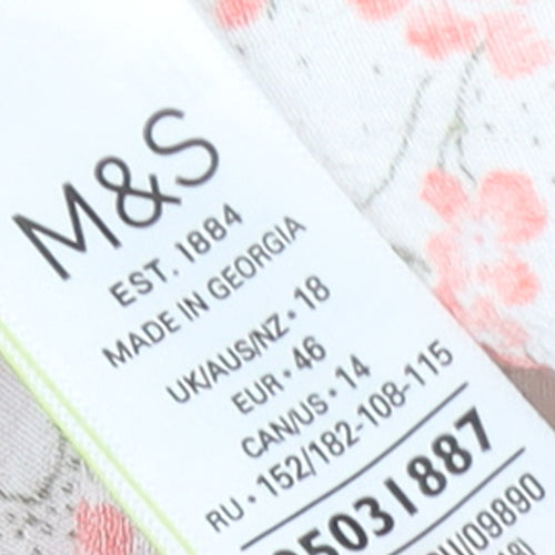Marks and Spencer Women’s White Floral Viscose Long Sleeve Tunic Blouse Size 18