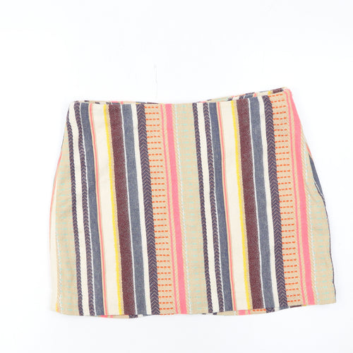 H&M Women's Multicoloured Striped Short Pencil Skirt Size 12