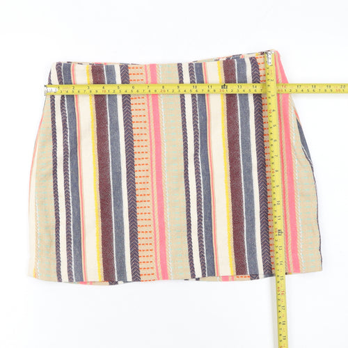 H&M Women's Multicoloured Striped Short Pencil Skirt Size 12