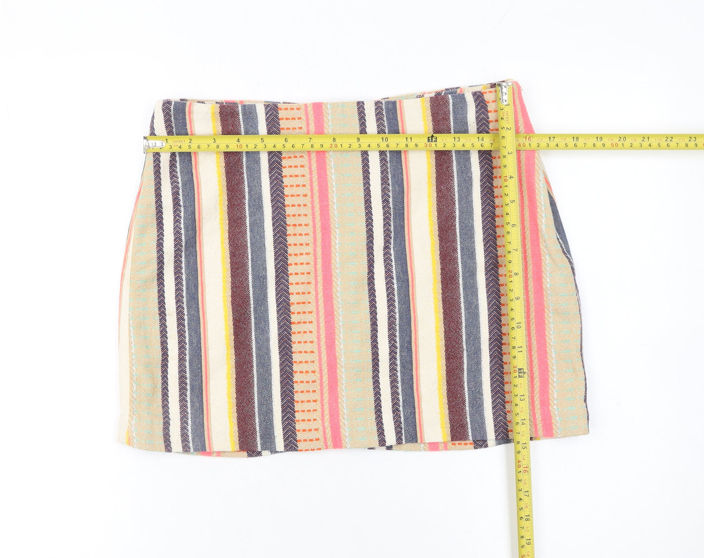H&M Women's Multicoloured Striped Short Pencil Skirt Size 12