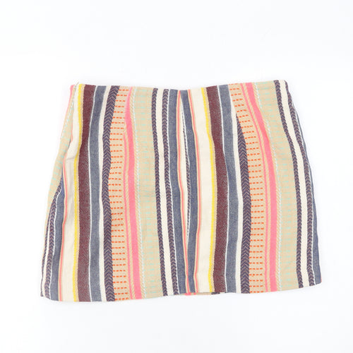 H&M Women's Multicoloured Striped Short Pencil Skirt Size 12
